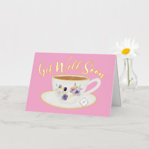 Blank Pink Get Well Soon Real Foil Greeting Card