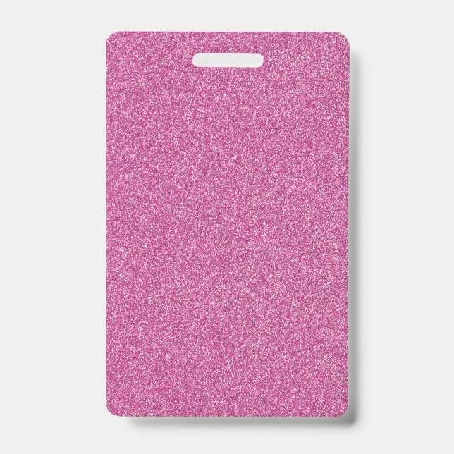 Blank Pink Glitter DIY Template Custom Text Photo ID Badge (Front)