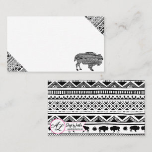 Blank Place Cards Boho Buffalo Tribal Pattern Bohe