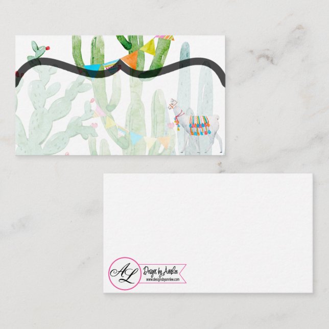 Blank Place Cards Boho Llama Bohemian Cacti Desert (Front/Back)