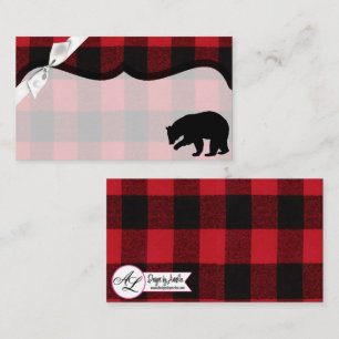 Blank Place Cards Red Buffalo Plaid Bear Bl