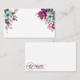 Blank Place Cards Tropical Flowers on White