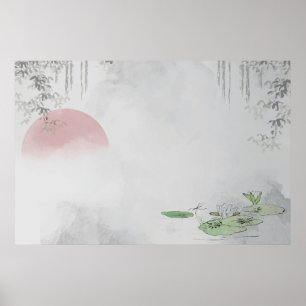 Blank plain leafy frame design  poster