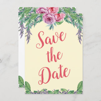 Blank Purple Floral Watercolor Save the Date Alt Invitation