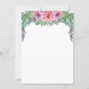 Blank Purple Floral Watercolor Wedding Invitation