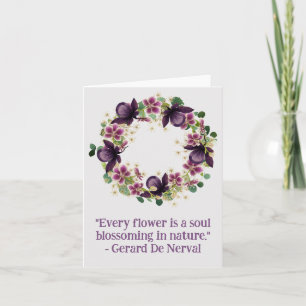 Blank Purple Flower Spring Blossom Wreath Card
