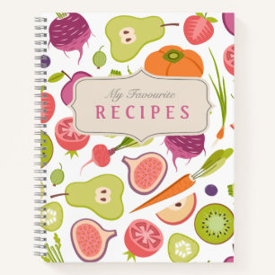 Blank Recipe Book with Fruits and Vegetables