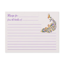 Blank Recipe Cards: Multicolor Peacock Postcard
