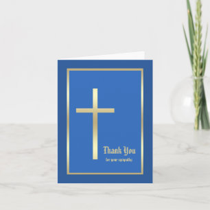 Blank Religious Sympathy Thank You Note Card, Blue