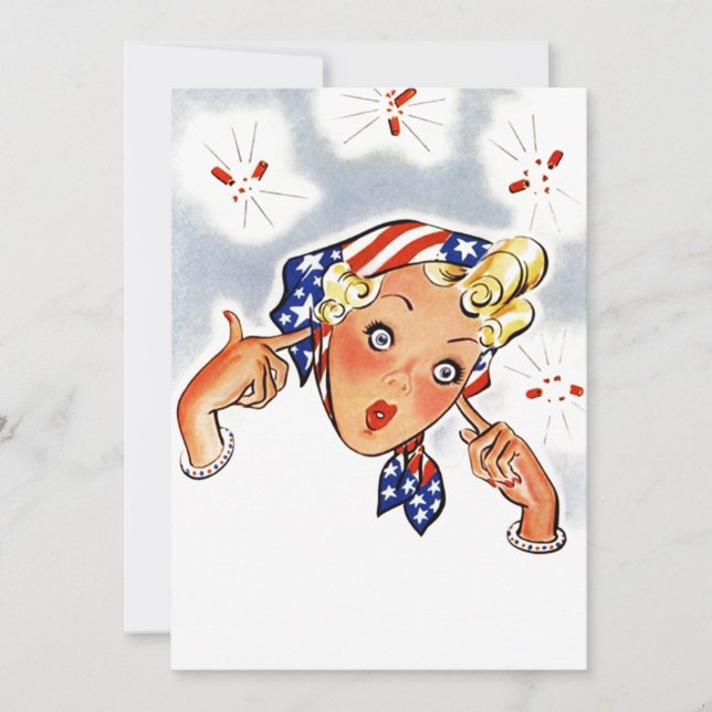 Blank Retro Firecracker Summer Surprise Invitation (Front)