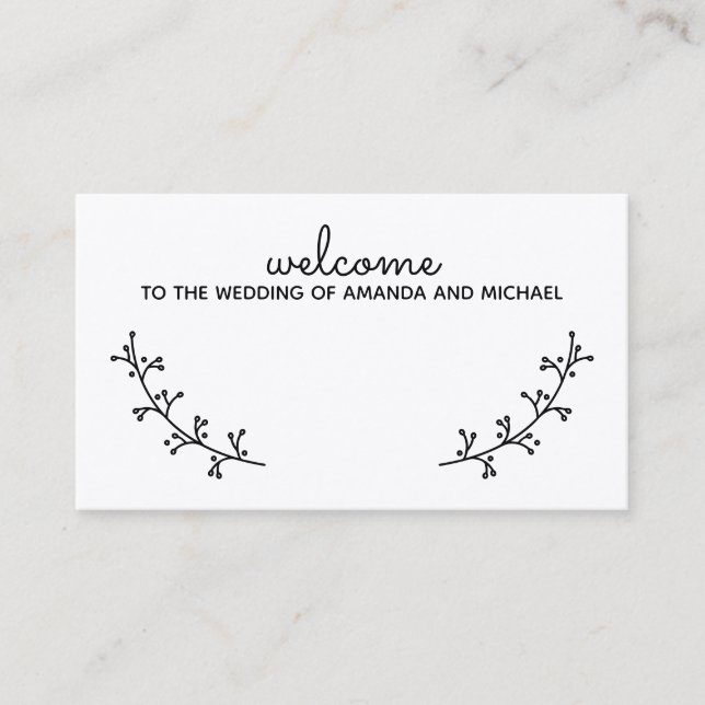 Blank Rustic Laurels Kraft Paper Wedding Place Car Card (Front)