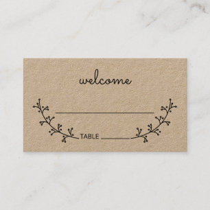 Blank Rustic Laurels Kraft Paper Wedding Place Card