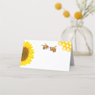 Blank Rustic Sunflower & Bee Wedding Seating  Place Card