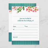 Blank Rustic Watercolor Trailing Petunias Birthday