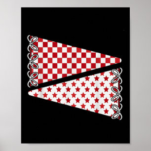 Blank School Spirit Team Colours Game Day Red Foot Poster