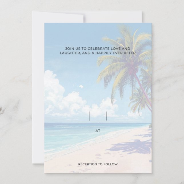 Blank Seaside Summer Blue Elegant Pretty Wedding  Invitation (Front)