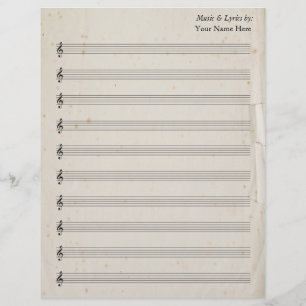 Blank Sheet Music 10 Stave Antique Torn Paper