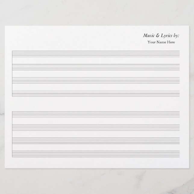 Blank Sheet Music 4 Stave Single (Front)