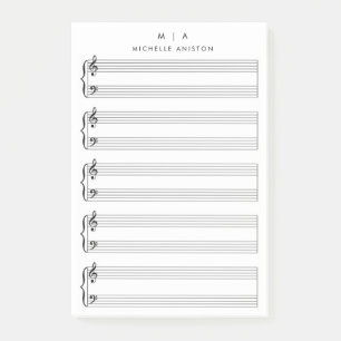  Blank Sheet Music Monogram Minimalist  Post-it Notes