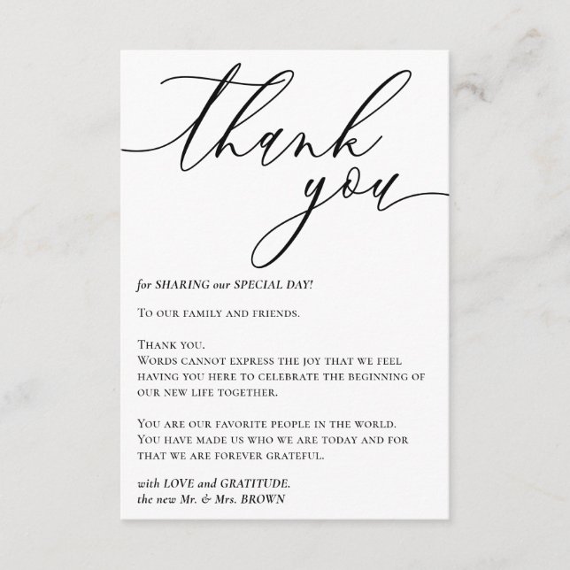 Blank Simple Signature Custom Photo Thank You Enclosure Card (Front)