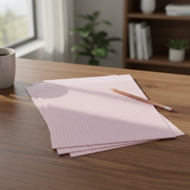 Blank Squared Aesthetic Pink Graph Paper Sheets  Custom Letterhead (loose leaf grid paper sheets, art and design graph paper)