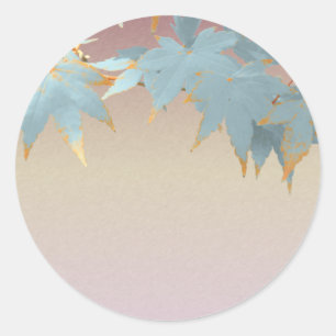 Blank Stylish Frosted Fall Japanese Maple Leaves Classic Round Sticker