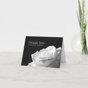 Blank Sympathy Thank You Note Card -- White Rose