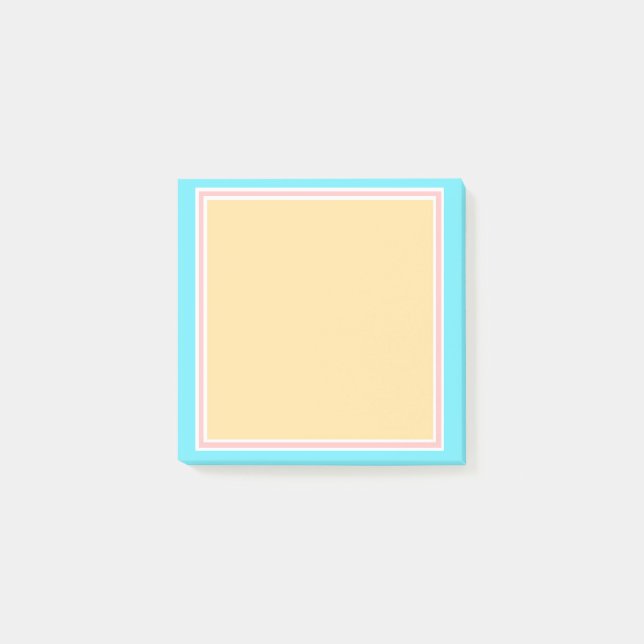 Blank Template Blue Pink Yellow White Elegant Post-it Notes (Front)