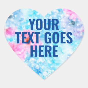 Blank Template Floral Heart Add Your Text Heart Sticker