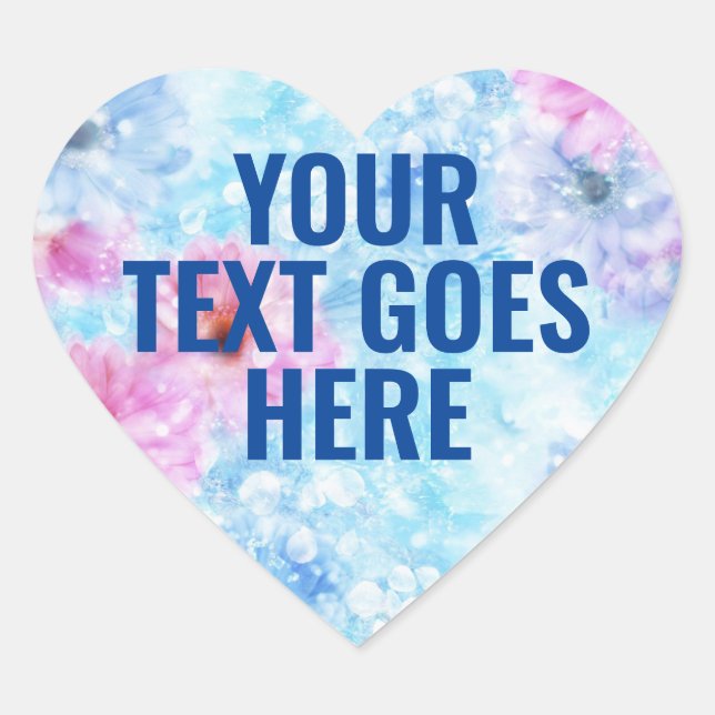Blank Template Floral Heart Add Your Text Sticker (Front)