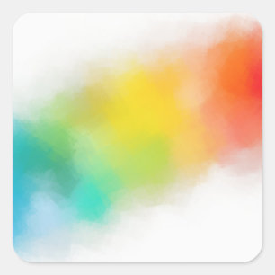 Blank Template Modern Abstract Art Red Yellow Square Sticker