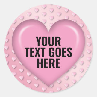 Blank Template Pink Heart Add Your Text Classic Round Sticker