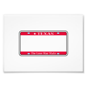 Blank Texas State License Plate Photo Print