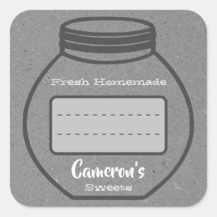 Blank Text Box Kraft Paper Grey Jam Jar Labels