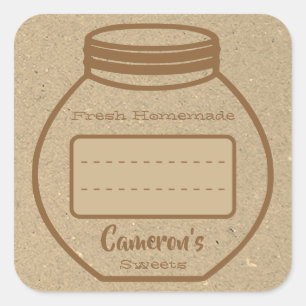 Blank Textbox Kraft Paper Brown Jam Jar Labels