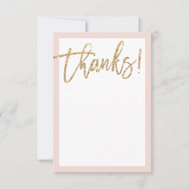 BLANK THANK YOU gold glitter script blush pink (Front)