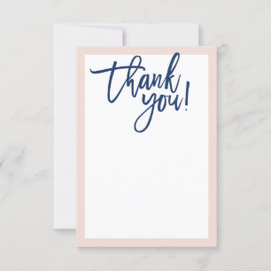 BLANK THANK YOU hand lettered script blush navy