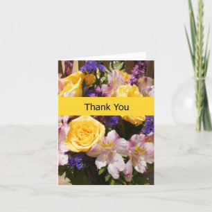 Blank Thank You Note Card - Bright Flowers