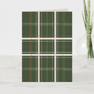 Blank Traditional Plaid Cosy Cabin Green Christmas Holiday Card