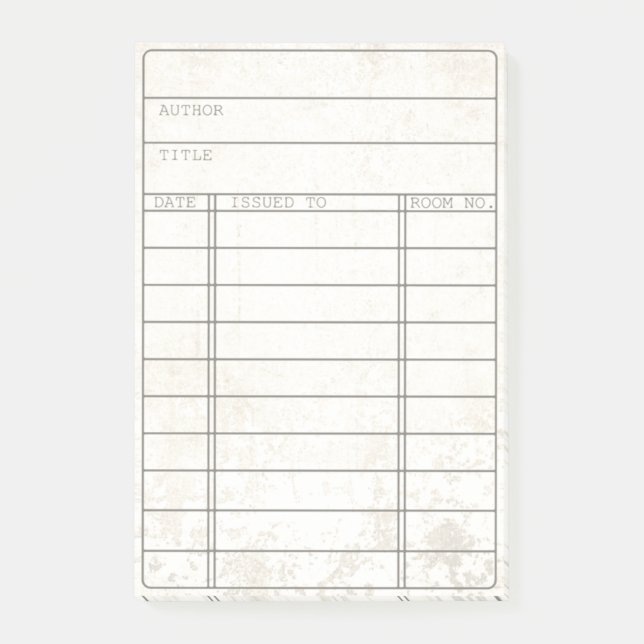 Blank Vintage Library Book Card Notes (Front)