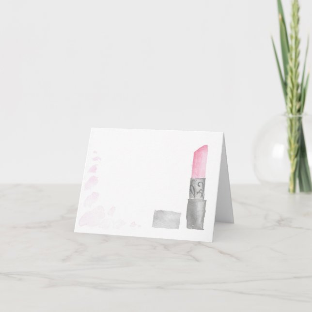 Blank Watercolor Lipstick Note Card (Front)