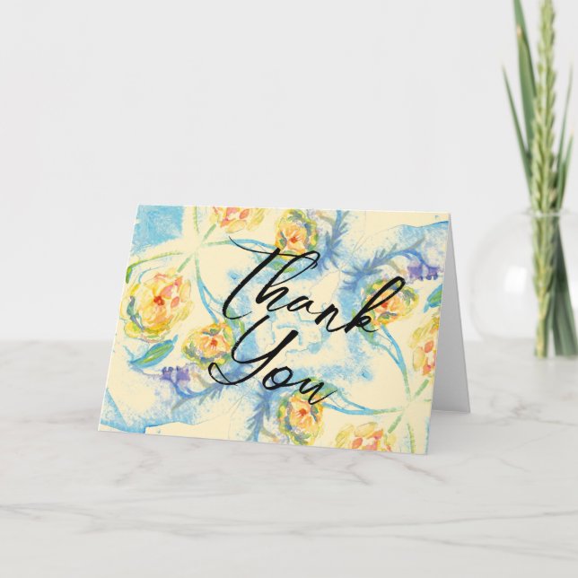 Blank Watercolor Thank You Card With Flowers (Front)