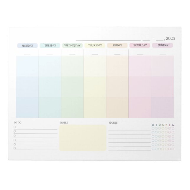 Blank Weekly Planner Notepad (Front)
