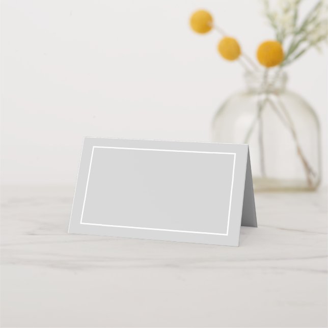 Blank White and Grey Wedding Place Card (Front)
