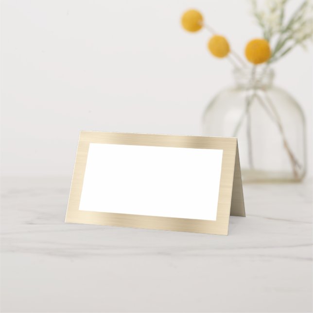 Blank White and Metallic Champagne Place Card (Front)