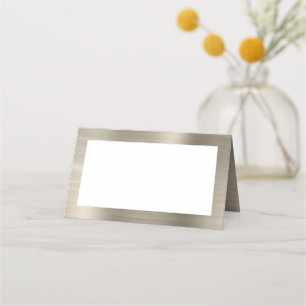 Blank White and Platinum Faux Foil Place Card