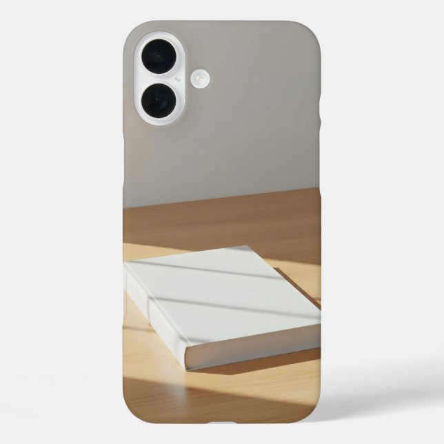 blank white hardcover on wood table Case-Mate iPhone case (Back)