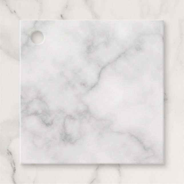 Blank White Marble Wedding Favour Tags (Front)