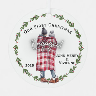 Blanket Couple Our First Christmas Engaged Metal Tree Decoration