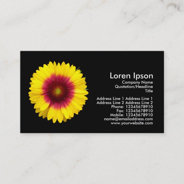 Blanket Flower - Black Business Card (Front)